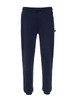 Navy blue sweatpants with a drawstring waist and a small logo on the side. Suitable for casual wear.