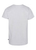 A grey men's t-shirt with a crew neck and short sleeves, featuring a small logo at the hem.