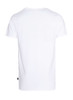 A white men's t-shirt with a simple design and a small logo on the side.