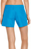 Bright blue women's cargo board shorts with a relaxed fit and a single side pocket. Features a logo on the back.