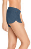 Women's swim shorts in navy blue featuring a comfortable elastic waistband and a stylish design.