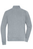 A grey ladies jacket with a casual fit, featuring long sleeves and a collar. The back view shows a simple design.