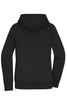A black ladies' doubleface jacket with a hood, showing the back view and long sleeves. Features a logo.