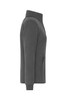 A grey bonded fleece jacket displayed from the side, featuring a high collar and an open zipper pocket.
