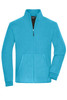 A mens bonded fleece jacket in a bright teal colour with a zip front and side pockets. Features a logo on the chest.