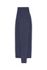 A navy blue men's zip cardigan, featuring a high neck and long sleeves, with a logo present.