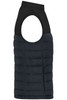 A ladies padded vest in navy and black, featuring a sleeveless design and a zippered pocket.