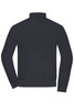 A black men's blouson jacket featuring a zippered collar and elasticised waistband, with a logo on the back.