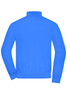 A blue men's blouson jacket with a zip-up front and ribbed cuffs, featuring a logo on the back.