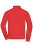 A red men's blouson jacket featuring a high collar and elasticated waistband, with a logo on the back.