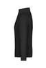 A black Ladies Stretchfleece Jacket with a high neck and a side zip pocket, featuring a logo.