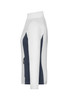 A white and navy blue Ladies Stretchfleece Jacket featuring a zip pocket and a modern fit.