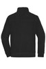 A black Sherpa jacket with a high collar and a textured polar fleece design. It has a plain back and features a logo.