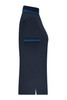 A navy blue ladies' functional polo shirt featuring a collar and short sleeves with a contrasting trim.