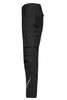Black winter workwear pants featuring multiple pockets and reflective detailing. The pants have a logo on them.