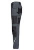 Winter workwear pants in grey with black detailing and multiple pockets, featuring a logo on the fabric.