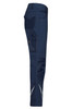 Navy workwear pants with multiple pockets and reflective detailing. Features a logo on the side.
