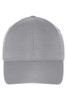 A grey 6 panel cap featuring a textured design and a logo on the front.