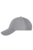 A grey 6 panel cap with a curved brim and ventilation holes, featuring a logo on the side.