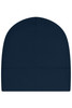A navy running beanie with a smooth finish and a simple design, featuring a logo.