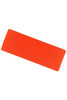 An orange running headband with a smooth texture and a simple design. It features a logo.