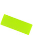 A bright yellow running headband with a smooth texture and a logo.
