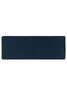 A navy running headband with a simple design and an unembellished surface. It features a logo.