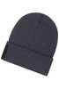 A dark grey beanie with a fold and a patch, designed for warmth with Thinsulate insulation.