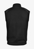A black men's vest with a high collar and no sleeves, featuring a logo on the back.