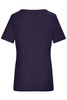 A purple women's T-shirt with short sleeves and a plain back. Features a logo at the back.