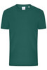 A green men's T-shirt with a crew neckline and short sleeves, featuring a logo on the label.