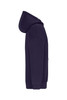 An oversized hooded jacket in navy blue, featuring a front pocket and a large hood. It includes a logo.
