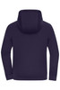 An oversized hooded jacket in dark purple with a large, cosy hood and a simple back design.
