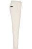 Cream-coloured interlock men's pants featuring a drawstring waist and a side pocket with a logo.