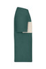A green colour-block T-shirt with a beige section on the front, featuring a side view. Includes a logo.