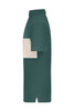 A green and cream colour-block polo shirt featuring a collar and short sleeves. It has a logo on the chest.