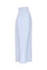 A light blue button-up shirt featuring a side view with a logo on the chest. Short sleeves and a classic collar design.