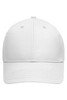 A white six-panel cap made from bio cotton, featuring ventilation eyelets and a curved visor.