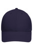 A navy blue 6-panel cap made from bio cotton, featuring a logo on the front.