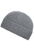 A grey ribbed fisherman beanie with a folded cuff and textured knit design.