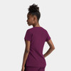 A women's notched neck dolman top in a rich burgundy colour. The top features a simple design and short sleeves.