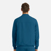 A full zip bomber jacket in a solid teal colour, viewed from the back. The jacket features a collar and elastic cuffs.
