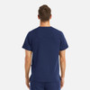 A men's navy V-neck top featuring a three-pocket design and no visible branding.