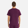 A men's V-neck top in a rich purple colour, featuring a simple design and short sleeves. It has branding on the back.