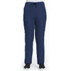 A navy blue unisex pull-on pant featuring a drawstring waist and side pockets, with a logo visible.