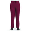A pair of maroon unisex pull-on pants with a drawstring and logo on the side. Suitable for casual wear.