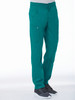 A pair of men's tapered cargo pants in teal with an elastic waist and multiple pockets. Features a logo on the material.