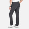 A pair of charcoal grey men's cargo pants featuring a half elastic waistband and multiple pockets.