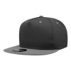 A grey 5 panel high profile structured snapback with a contrasting grey brim, featuring a logo on the side.