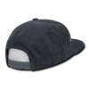 A dark grey 6 panel high profile structured snapback with a textured corduroy finish and an adjustable strap.